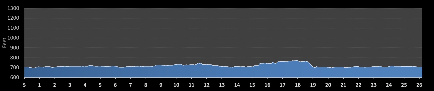 Indianapolis Monumental Marathon Elevation Profile