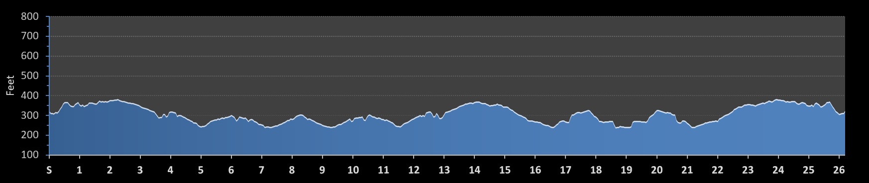 Tobacco Road Marathon Elevation Profile